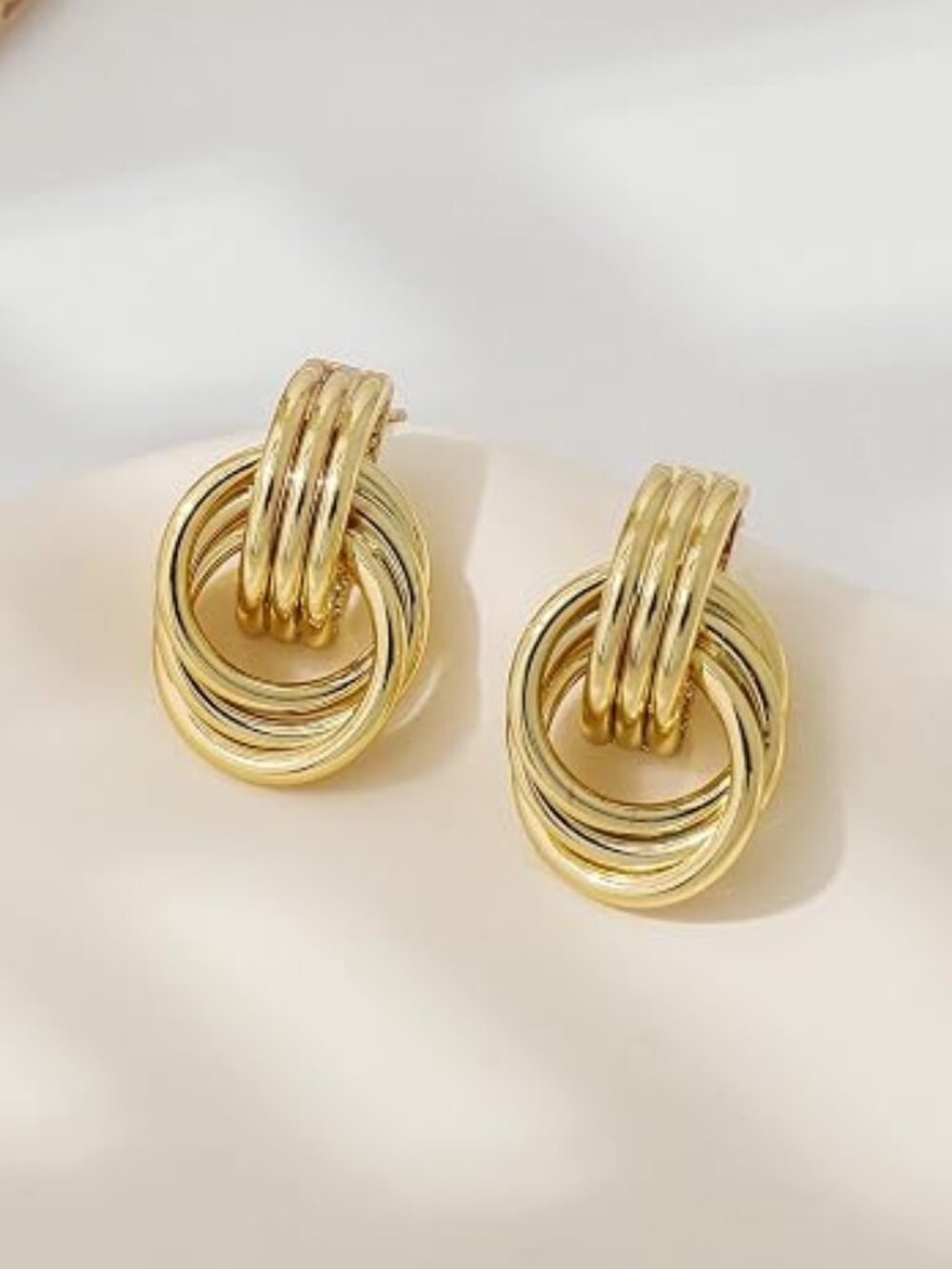 SHERLOVE Chunky Knot Gold Earrings Women Statement Drop Dangle Earrings